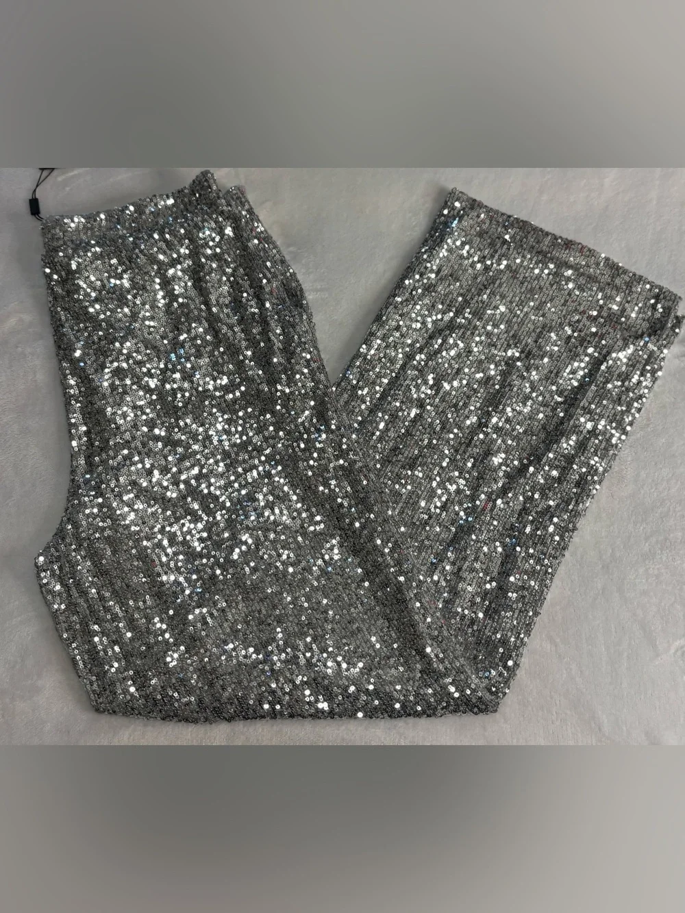 NWT Cable & Gauge Silver Sequin Wide Leg Lined Party Dress Pants Large - Picture 6 of 16